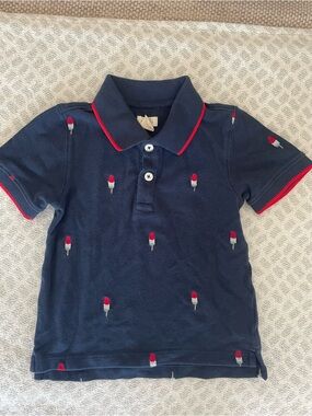Blue Rooster Collection Navy Polo with Red Ice Pop Embroidery